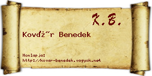 Kovár Benedek névjegykártya