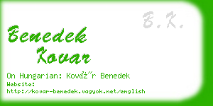 benedek kovar business card